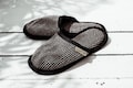 Linen Cotton Slippers for Home, Sauna, Bath, and Spa. Natural Black Textured. Soft Unisex Handmade Footwear product logo