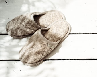 Natural SOFT Linen Home / Sauna / Bath / SPA Slippers, Handmade slippers, linen house slippers, women slippers, men slippers