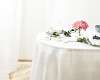 Pure Elegance: White Soft Linen Tablecloth