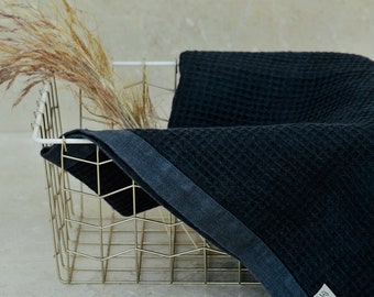 Alfombra de baño tipo gofre de lino de doble capa para baño y ducha Bliss