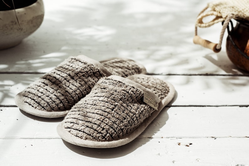 Pure Comfort: Handmade Linen and Cotton Slippers for Home, Sauna, Bath, and Spa image 3