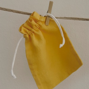 Linen food storage bag. Washed soft waffle wave linen bread bag with drawstring. Linen bread keeper