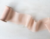 Toinette, Blush Silk Chiffon Ribbon, 2 quot wide handmade and hand dyed, for bridal bouquets, invitations, naturally-dyed, wedding, styling