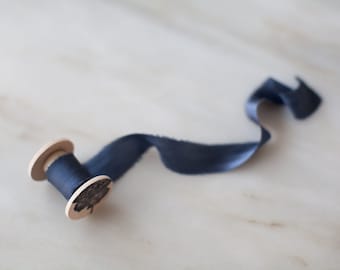 Saudade, deep blue silk ribbon, 1" | bridal bouquet, invitations, naturally-dyed, wedding favours, photography, styling.