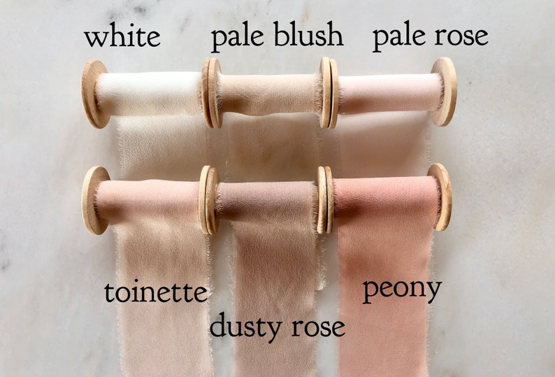 Hand Dyed Silk Chiffon Ribbon 3 yd spool 2 wide handmade naturally dyed with a hand frayed edge for weddings, craft and styling. image 5