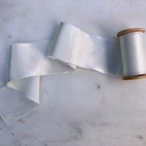 Silk Charmeuse Ribbon White Handmade and hand dyed: weddings, invitations, craft, gifting, wreaths, photography styling kits. image 1