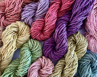 Upcycled Silk Cordage  | Hand dyed with flowers and plants | Recycled Fiber Art Ribbon | Zero Waste