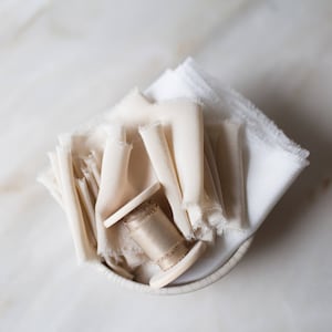 Cream Tea, Bouquet Bundle; sets of handmade, plant dyed silk ribbon.