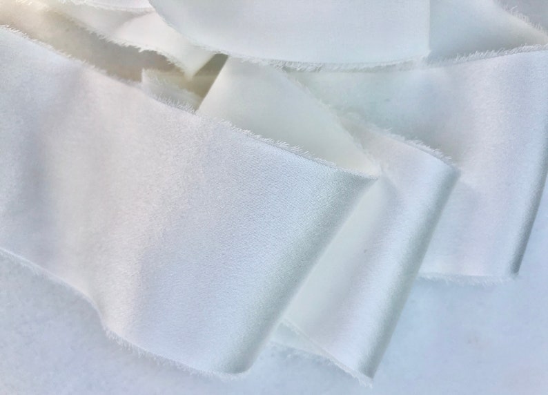 Silk Charmeuse Ribbon White Handmade and hand dyed: weddings, invitations, craft, gifting, wreaths, photography styling kits. image 8