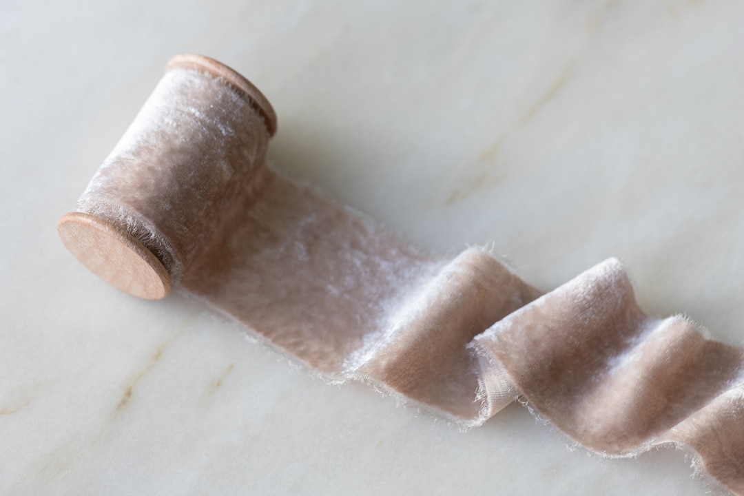 Velvet Silk Ribbon, Dusty Rose Pale, 2