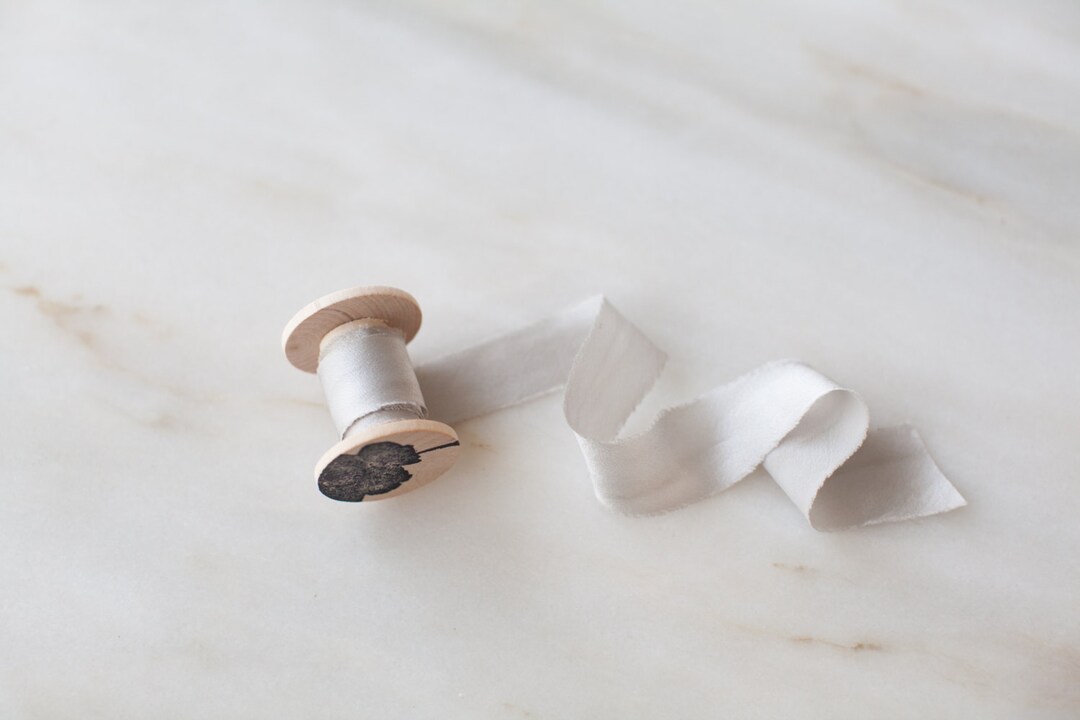 Cloud Gray Silk Ribbon: Hand-dyed 1