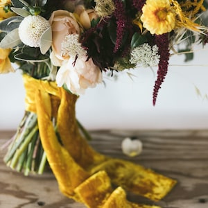 Marigold Velvet Silk Ribbon: 2&quot; Hand-Dyed Ribbon with Frayed Edge
