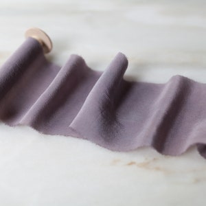 Heather, mauve silk ribbon, 2 wide handmade, hand-dyed, frayed edge for wreaths, wands, lei, wedding flowers, photography & flat lays image 3