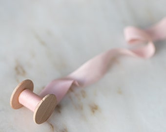 Blush Pink Silk Ribbon: Hand-Dyed 1" Bridal Bouquet Ribbon