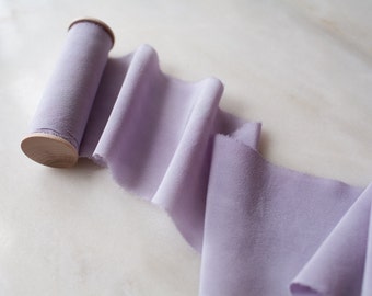 Hand dyed silk ribbon | Lilac | 4" wide | handmade ribbon for wedding bouquets, gift wrap + craft