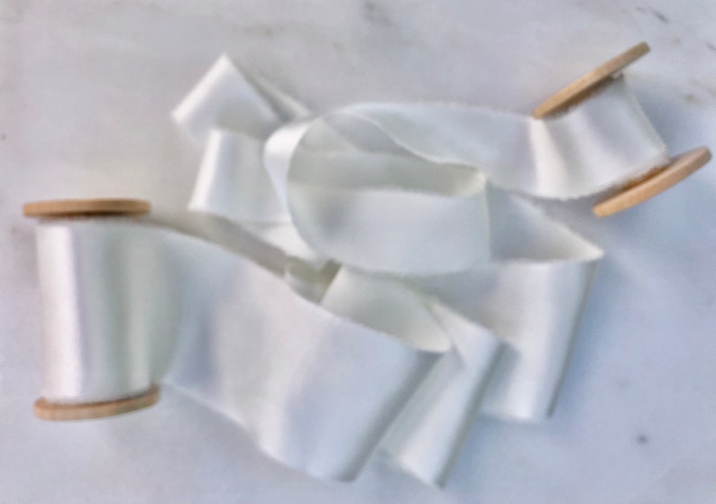 Silk Charmeuse Ribbon White Handmade and hand dyed: weddings, invitations, craft, gifting, wreaths, photography styling kits. image 7