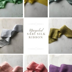 NEU! Breites Upcycled Sari Seidenband | Handgefärbt mit Blumen und Pflanzen Recycelt