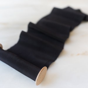 Raven, black silk ribbon, 4&quot; wide | handmade, hand dyed, for bridal bouquets, invitations, naturally-dyed, eco wedding, styling