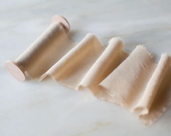 Crème Brûlée, Ivory Silk Ribbon | 4" Wide | Hand-Dyed Ribbon for Wedding and Gifting