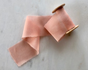 Peony Pink Silk Chiffon Ribbon, 2" wide | handmade + hand-dyed