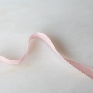 Pale Rose .5 narrow silk ribbon handmade hand dyed on a spool for wedding flowers, craft, wreaths and photography styling kits image 6