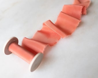 Coral, Silk Chiffon Ribbon – Nettle + Silk