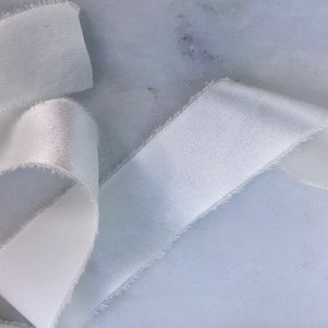 Silk Charmeuse Ribbon White Handmade and hand dyed: weddings, invitations, craft, gifting, wreaths, photography styling kits. image 6
