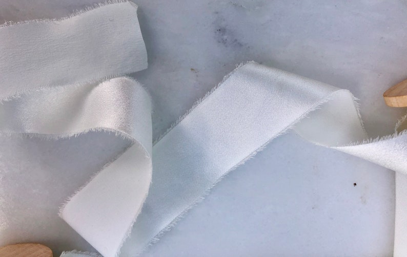 Silk Charmeuse Ribbon White Handmade and hand dyed: weddings, invitations, craft, gifting, wreaths, photography styling kits. image 6
