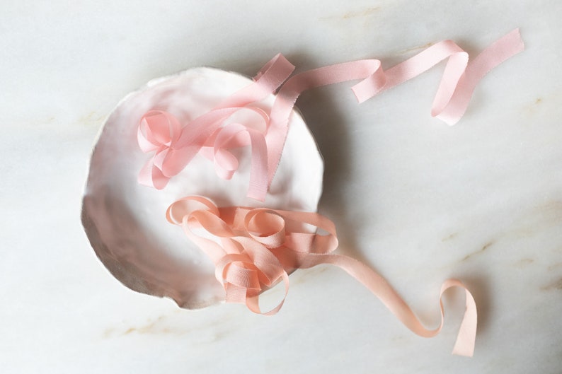 Pale Rose .5 narrow silk ribbon handmade hand dyed on a spool for wedding flowers, craft, wreaths and photography styling kits image 3