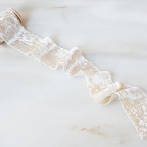 Fita de seda de veludo | Champanhe | 2" de largura | feita à mão + tingida à mão para flores de casamento, artesanato, grinaldas, cintos, detalhes de fotografia
