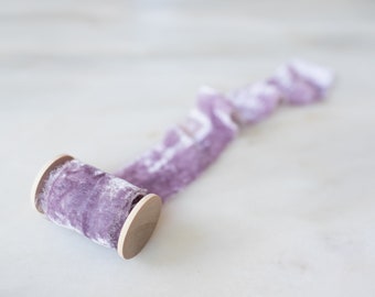 Velvet Silk Ribbon, Lilac, 2" wide | handmade, hand-dyed, eco friendly, for bridal bouquets, wedding invitations, photography & styling