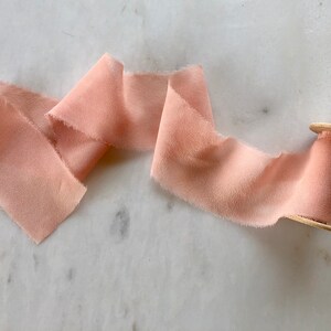Hand Dyed Silk Chiffon Ribbon 3 yd spool 2 wide handmade naturally dyed with a hand frayed edge for weddings, craft and styling. image 2