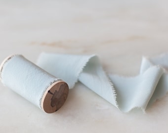 Hand-Dyed Blue Silk Ribbon| Soft Blue Hand dyed Silk Ribbon, Silk ribbons, Hand dyed silk ribbons, 100% pure silk ribbon, wedding ribbon