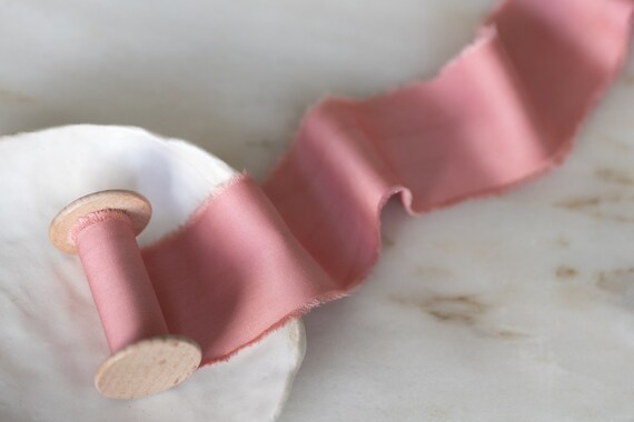 Pink Silk Ribbon 1/4” wide by the yard