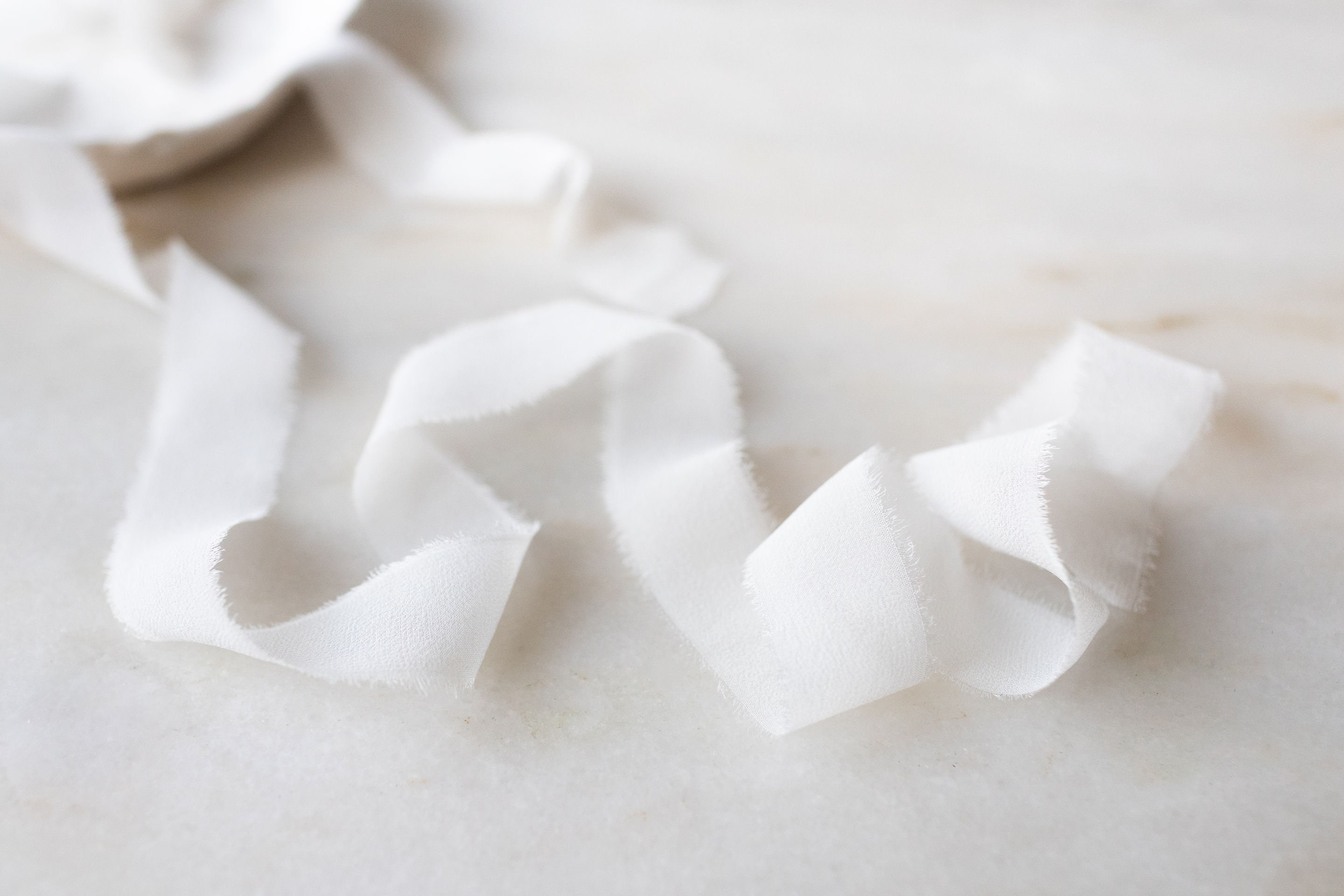 White Silk Chiffon Ribbon 2 Wide Handmade on a Spool for