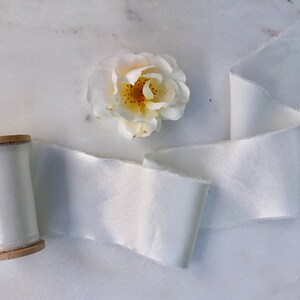 Silk Charmeuse Ribbon White Handmade and hand dyed: weddings, invitations, craft, gifting, wreaths, photography styling kits. image 5