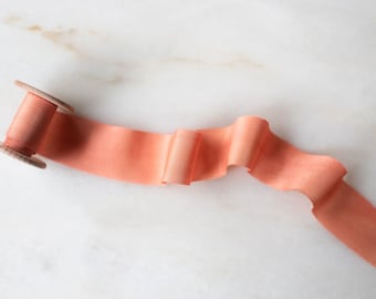 Hand dyed silk ribbon | handmade and naturally-dyed | Coral pink | for weddings + craft