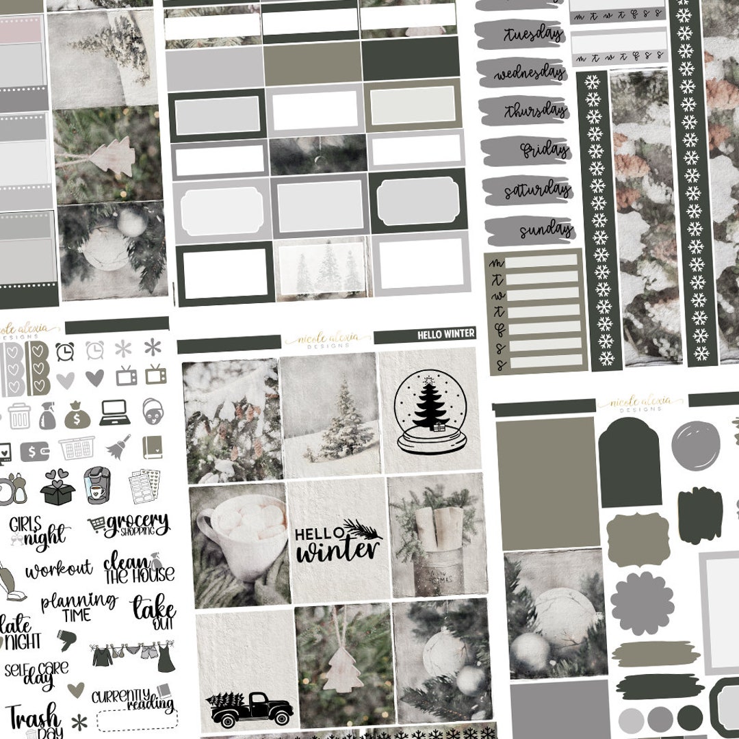Hello Winter Deluxe Planner Sticker Kit, Planner Stickers - Etsy