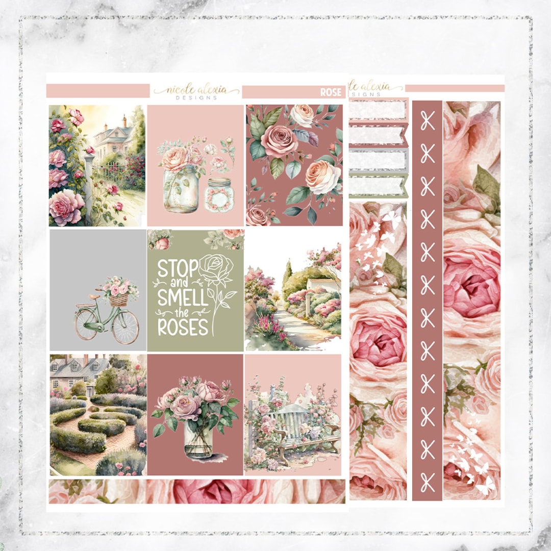 Rose Mini Planner Sticker Kit , Planner Stickers - Etsy