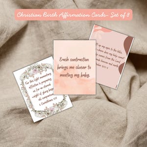 Christian Birth Affirmation Cards for Labor 8 Pack | Digital Download | Birth Prayers | Bible Verses ESV | Birth Encouragement