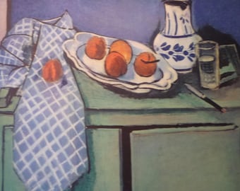Matisse - Still Life on Green Table  art print - gift for artists art lovers - 8 by 10 inch with or without mat oranges bowl pitcher
