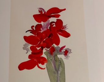 Georgia O'Keeffe, Canna rossa, stampa floreale vintage del 1987, incorniciabile.