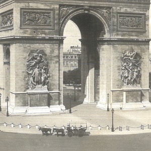 Arc de Triomphe Paris Ausstellung von 1900 Vintage Szene Giclée Druck Pariser Weltmesse Feier Denkmal napoleonischen Pferdewagen