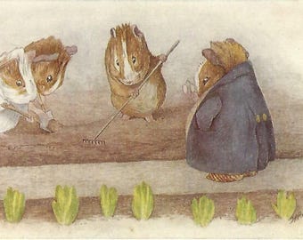 Beatrix Potter, Guinea Pigs Garden | Print Reproduction | Gift for gardeners | Ready to frame
