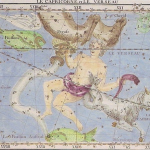 Capricornio y Aquarius Star Chart - impresión para los espectadores del cielo - cumpleaños de diciembre y enero