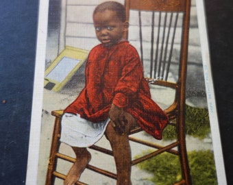Down in Sunny Dixie Giclee print Reclaimed postcard. Several sizes. Young man on a chair