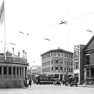 Harvard Square 1920 poster print - view of The Coop. Cambridge Mass Harvard University Framable World&#39;s Greatest City