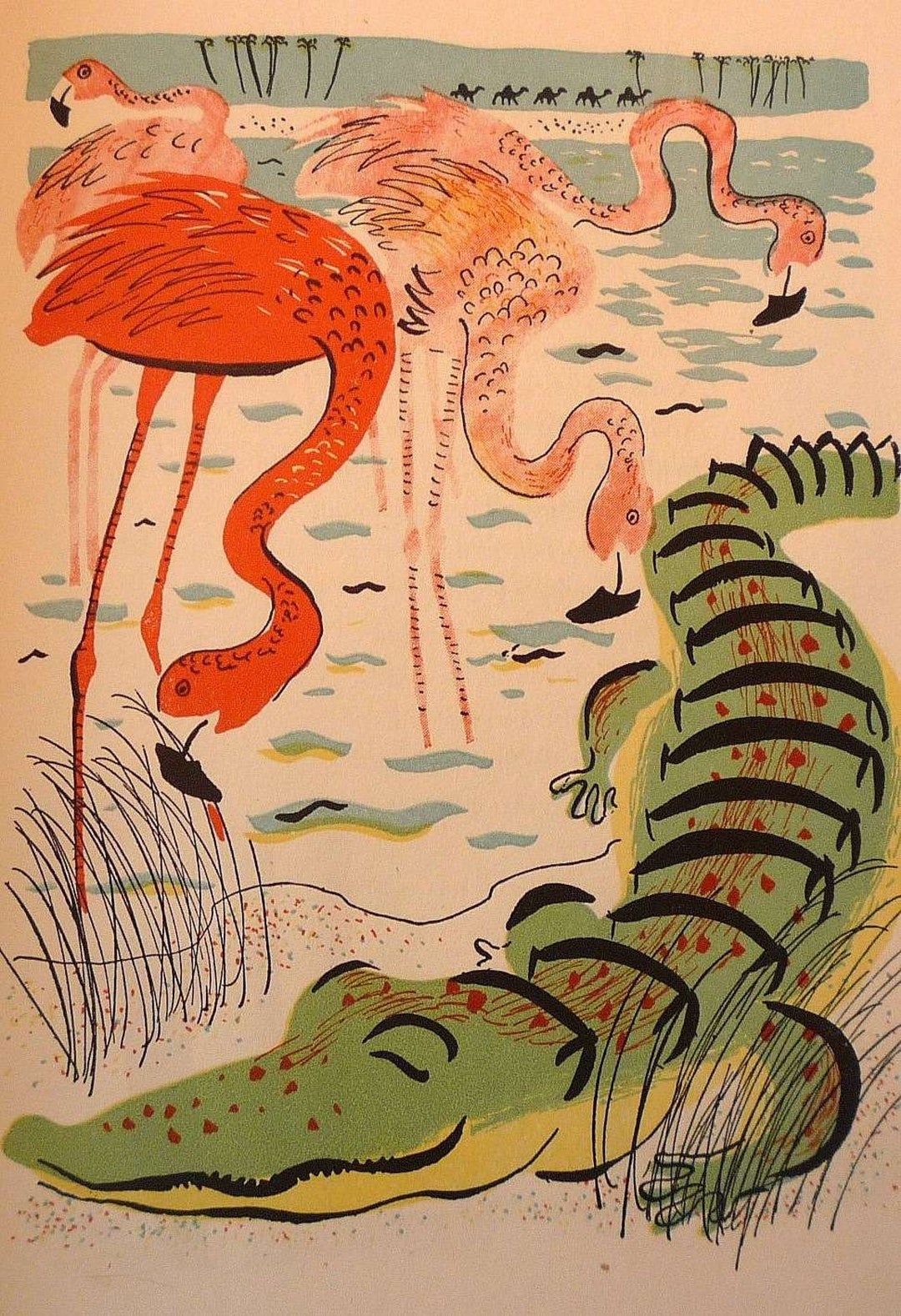 flamingo-and-friends-canvas-wall-art-florida-scenery-11-by-17-etsy