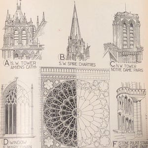 Print Franse gotische kathedralen om in te lijsten Cadeau voor architect Muurkunst