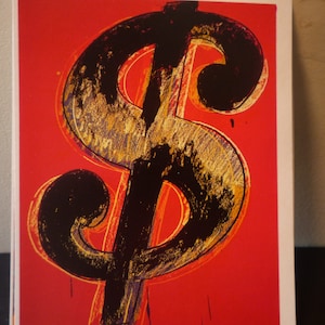 Signo de dólar de Warhol - Gran letrero en llamas Arte gráfico de la década de 1980 - Impresión digital - 16 por 20 - Impresión enmarcable - Regalos para gente de negocios